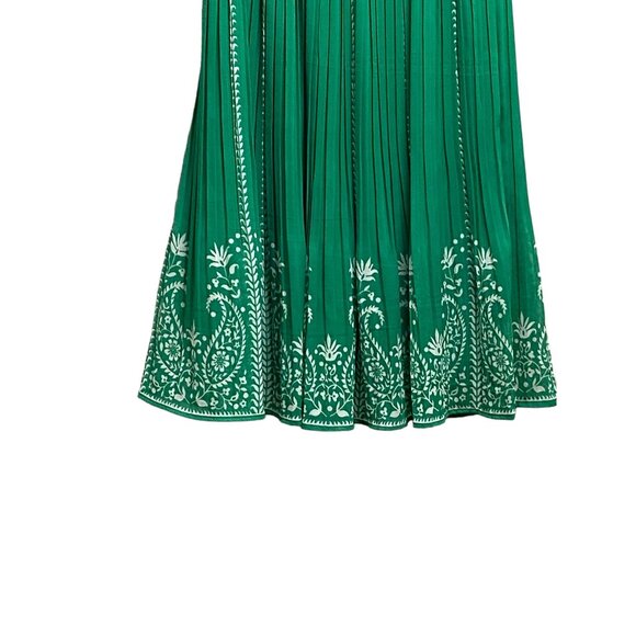 Anthony Richards Pleated Floral Midi Skirt Green Size MP Vintage Coastal Cottage - Picture 6 of 13